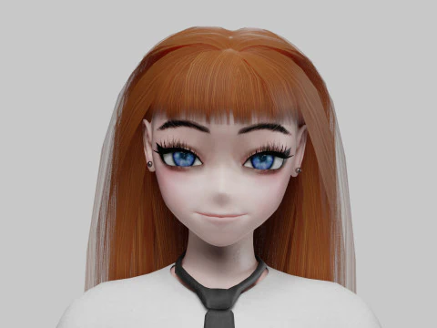 Anime Basic girl V29007 3D Model