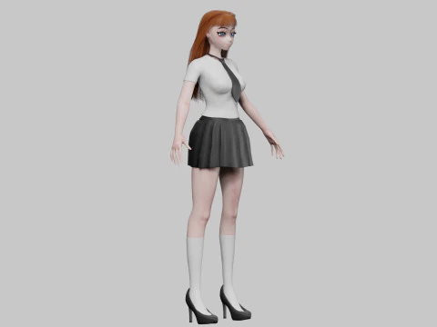 Anime Basic girl V29007 3D Model