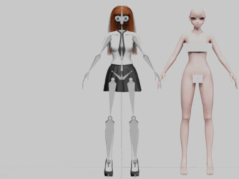 Anime Basic girl V29007 3D Model