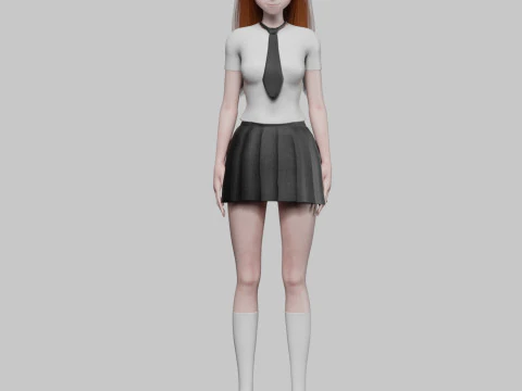 Anime Basic girl V29007 3D Model
