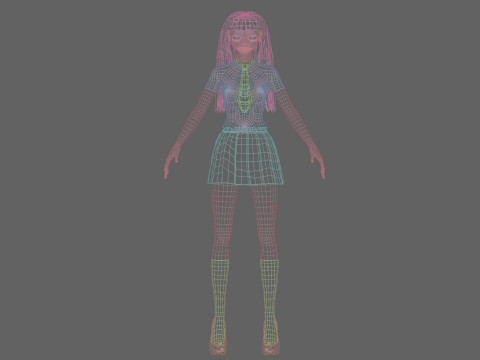 Anime Basic girl V29007 3D Modell