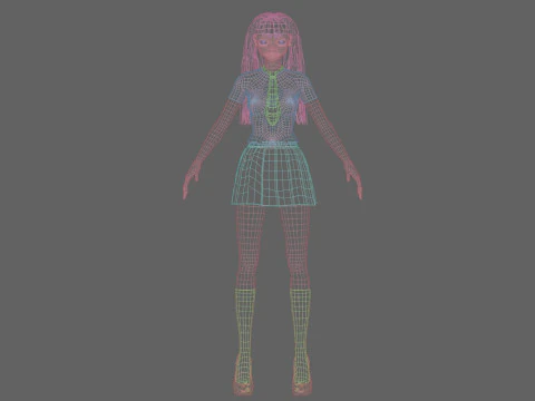 Anime Basic girl V29007 3D Model