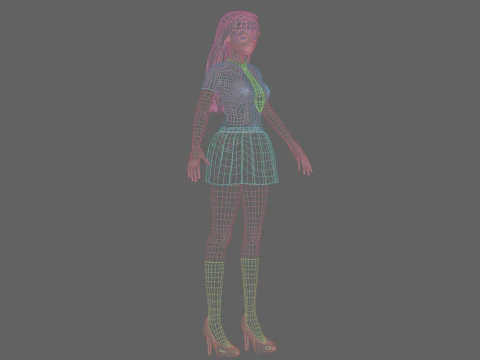 Anime Basic girl V29007 3D Model