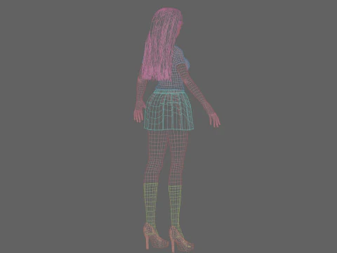 Anime Basic girl V29007 3D Model