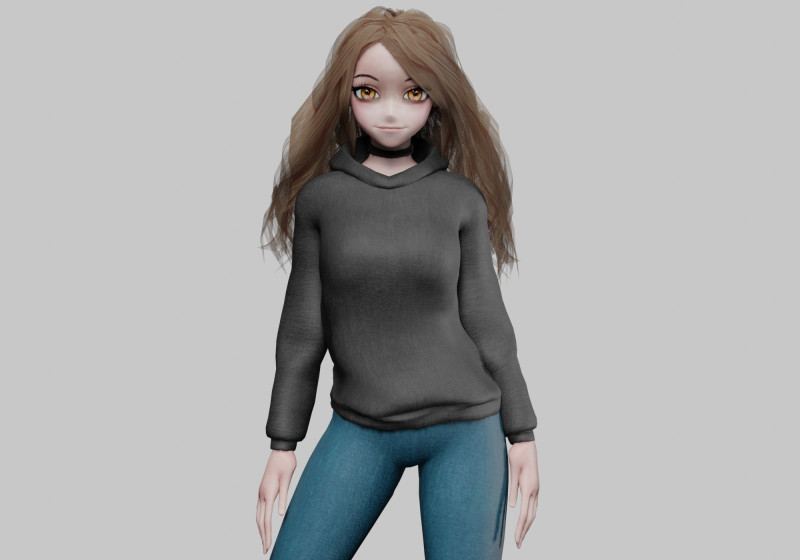 Anime Cartoon girl V33792 Model 3D .c4d .max .obj .3ds .fbx .stl .blend 