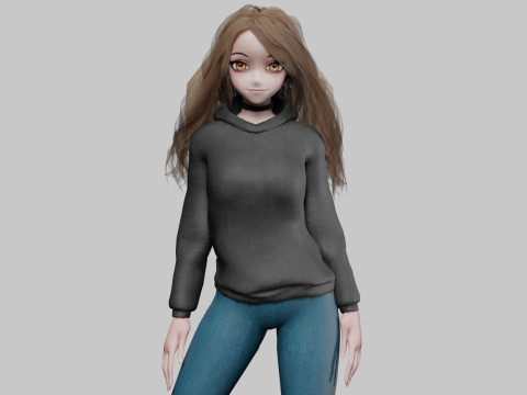 Anime Cartoon girl V33792 3D Model
