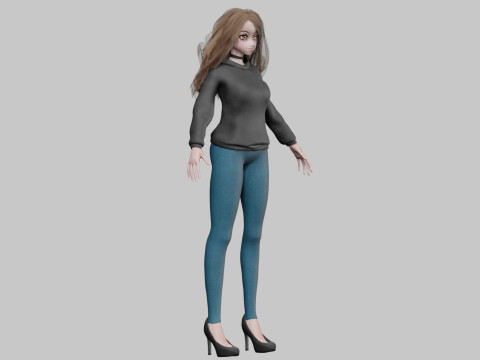 Anime Cartoon girl V33792 Model 3D