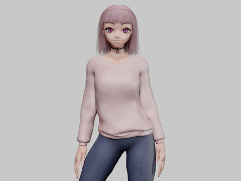 Anime cool girl V28698 3D Model