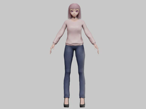 Anime cool girl V28698 3D Model