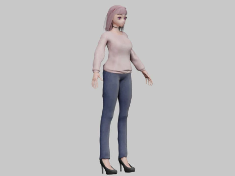 Anime cool girl V28698 3D Model
