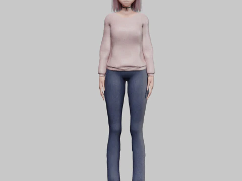 Anime cool girl V28698 3D Model