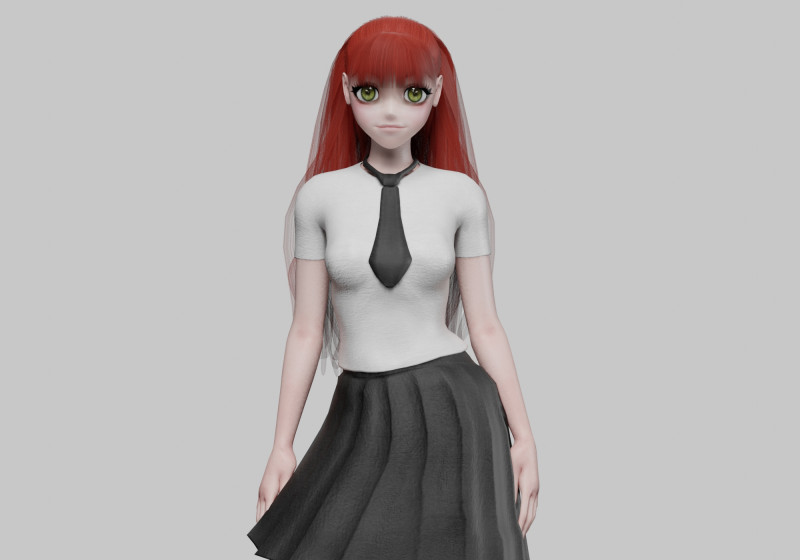 Anime school girl V30049 Modèle 3D .c4d .max .obj .3ds .fbx .stl .blend 