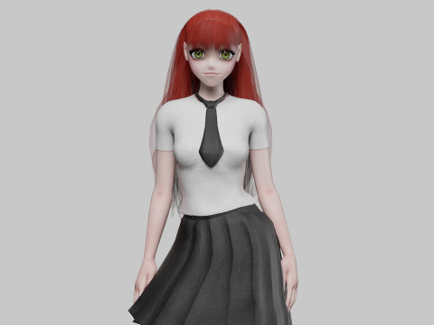 Anime school girl V30049 3D 模型