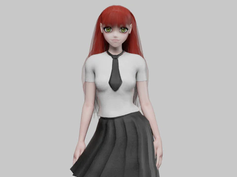 एनीमे स्कूल गर्ल V30049 3D मॉडल