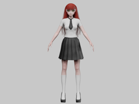 Anime school girl V30049 Modèle 3D