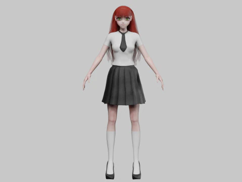 Anime school girl V30049 3D Model