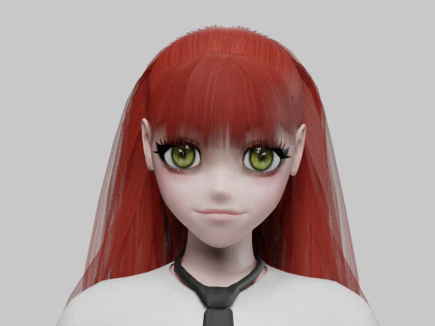Anime school girl V30049 3D Model