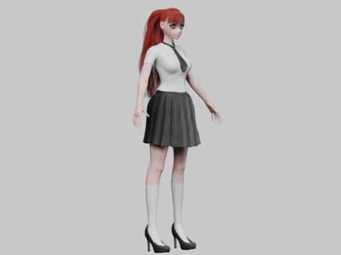 Anime school girl V30049 3D Model