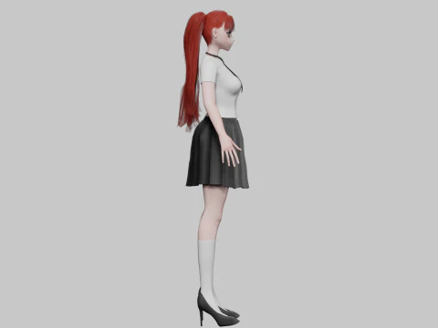 Anime school girl V30049 3D Model