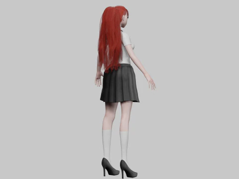 Anime school girl V30049 3D Model