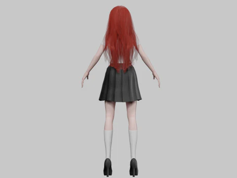 Anime school girl V30049 3D Model