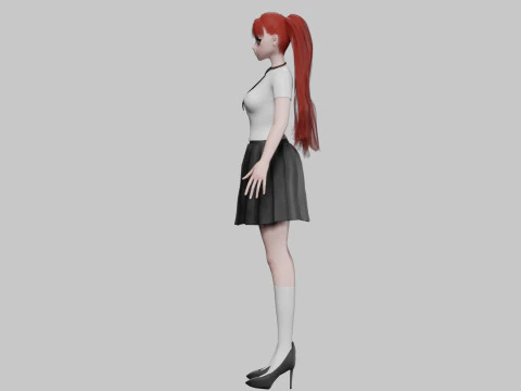 Anime school girl V30049 3D Model