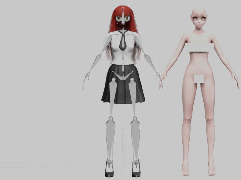 Anime school girl V30049 Modèle 3D
