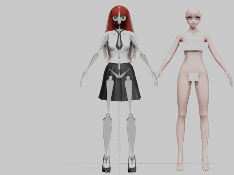 Anime school girl V30049 3D Model