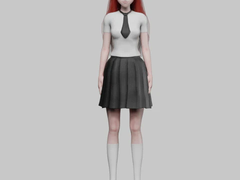 Anime school girl V30049 3D Model