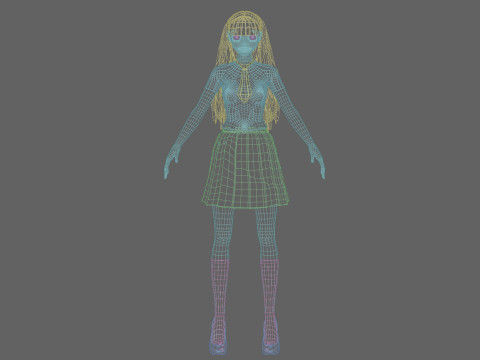 Anime school girl V30049 Modèle 3D