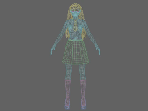 Anime school girl V30049 3D Model