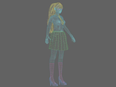 Anime school girl V30049 3D Model