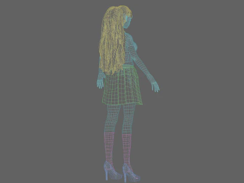 Anime school girl V30049 3D Model