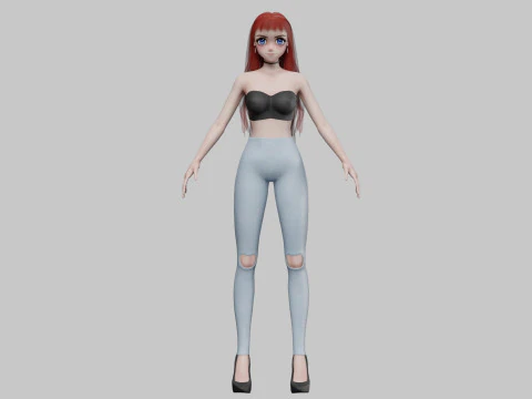 Anime Standard girl V30138 3D Model