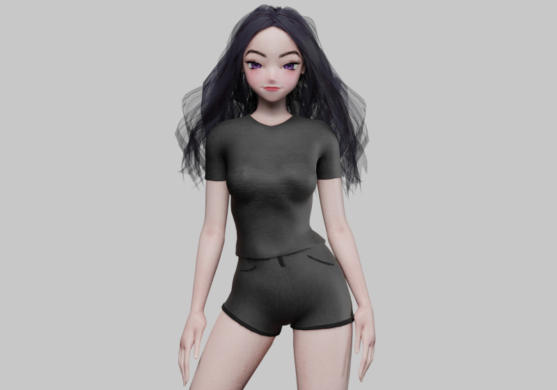 Anime Young girl V32682 3D Model .c4d .max .obj .3ds .fbx .stl .blend 
