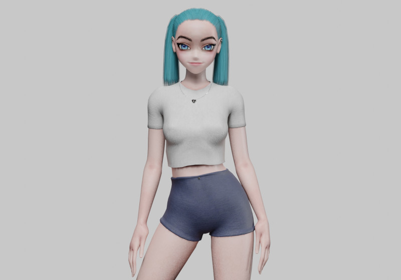Basic anime girl V21301 Model 3D .c4d .max .obj .3ds .fbx .stl .blend