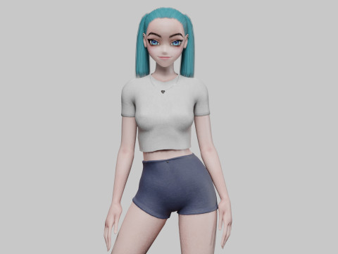 Basic anime girl V21301 3D Model