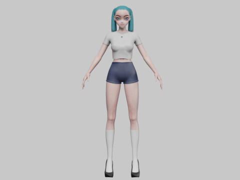 Basic anime girl V21301 Model 3D