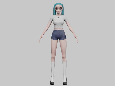 Basic anime girl V21301 3D Model