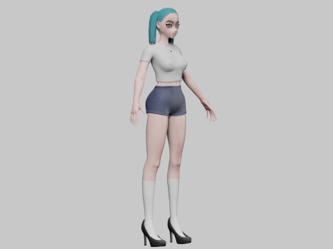 Basic anime girl V21301 Model 3D