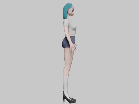 Basic anime girl V21301 3D Model