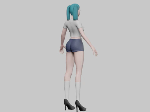 Basic anime girl V21301 3D Model