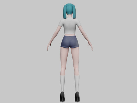 Basic anime girl V21301 Model 3D