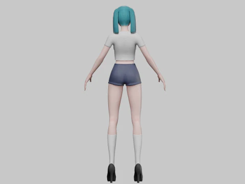 Basic anime girl V21301 3D Model