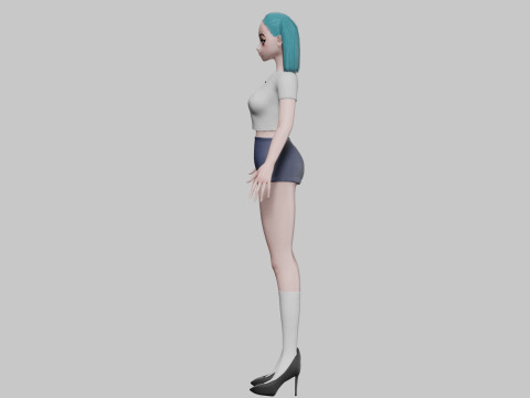 Basic anime girl V21301 Model 3D