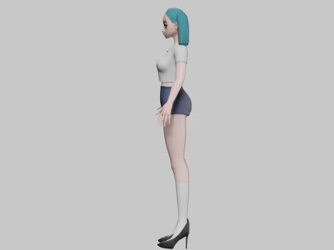 Basic anime girl V21301 3D Model