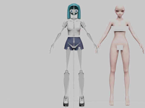 Basic anime girl V21301 Model 3D