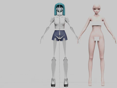 Basic anime girl V21301 3D Model