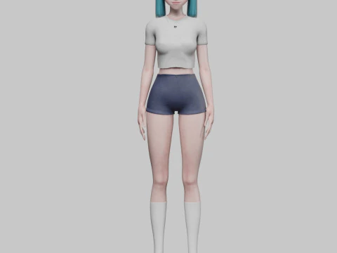 Basic anime girl V21301 3D Model