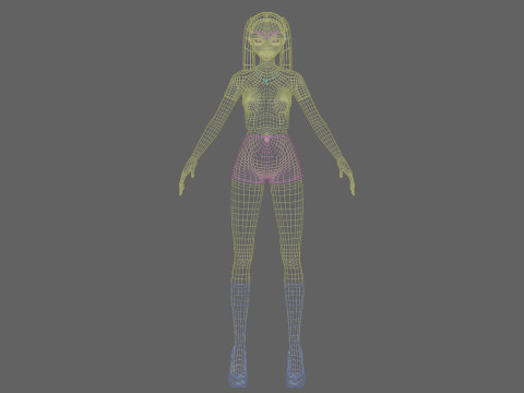 Basic anime girl V21301 Model 3D